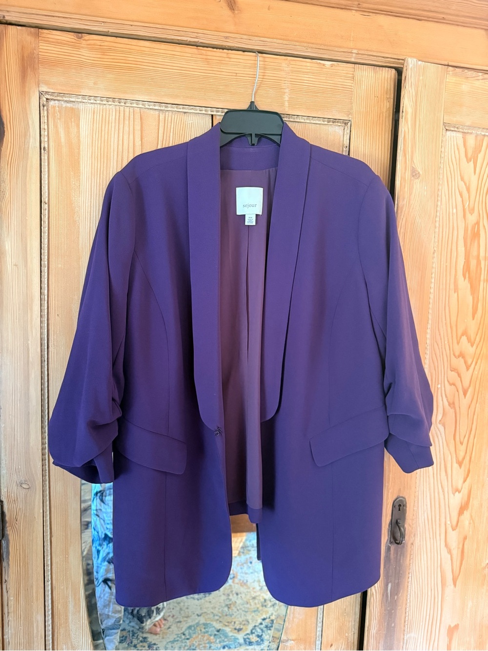 Sejour Deep Purple Open-Front Draped Blazer - size 16W
